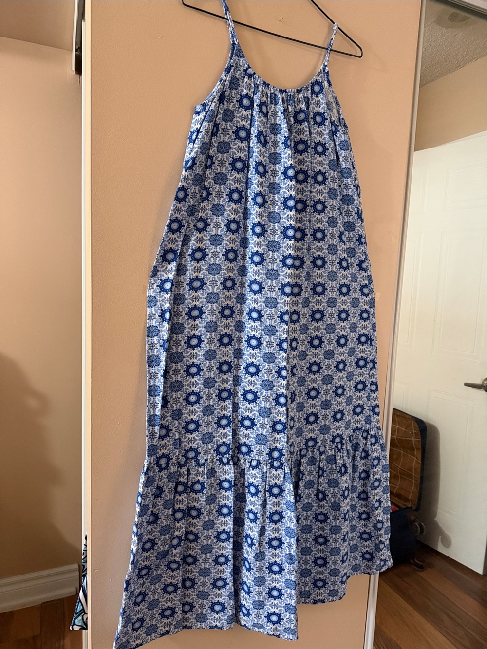LOFT Blue and White Floral Maxi Dress